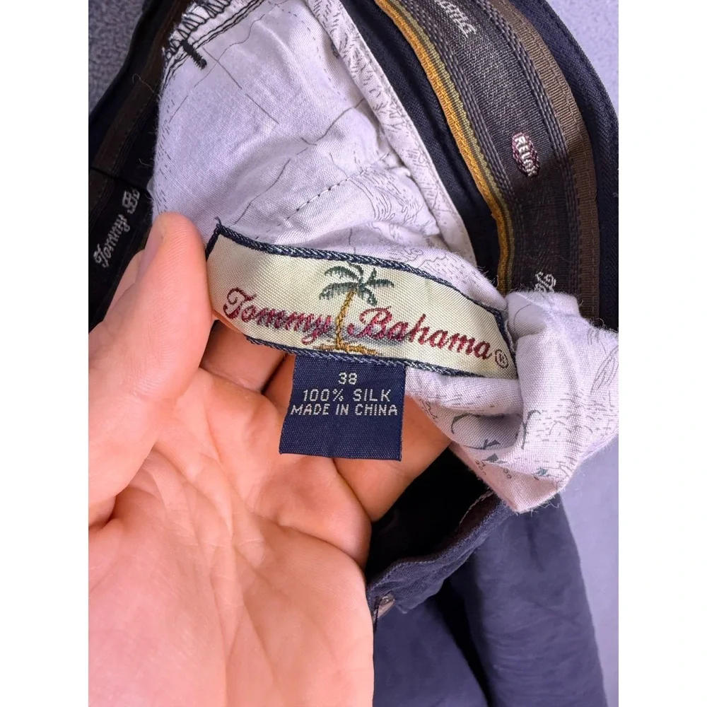 Tommy Bahama Mens Silk Pants 38x25 Black Vacation Pleated Casual‎ Resort Money